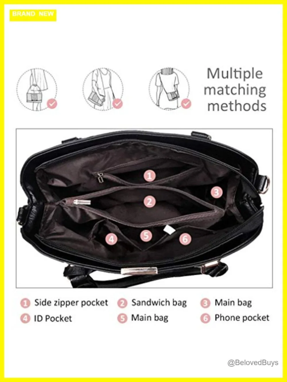 Faux Leather Satchel Purse Tote Bag with Shoulder Strap for Women Work